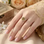Gold-tone-green-floral-crystal-halo-ring-for-women