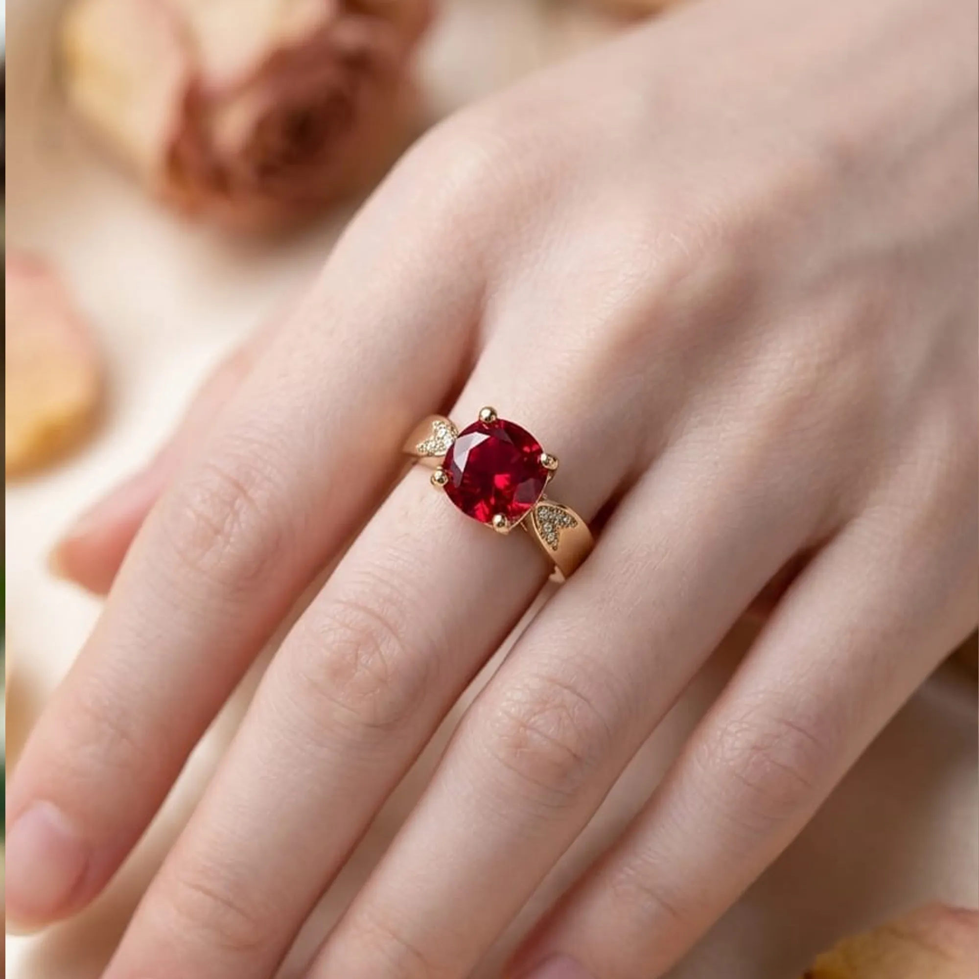 Gold-tone-red-round-gemstone-ring-with-heart-crystal-accents-for-women