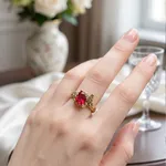 Gold-tone-red-gemstone-butterfly-statement-ring-for-women