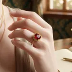 Gold-tone-red-cushion-cut-halo-statement-ring-for-women