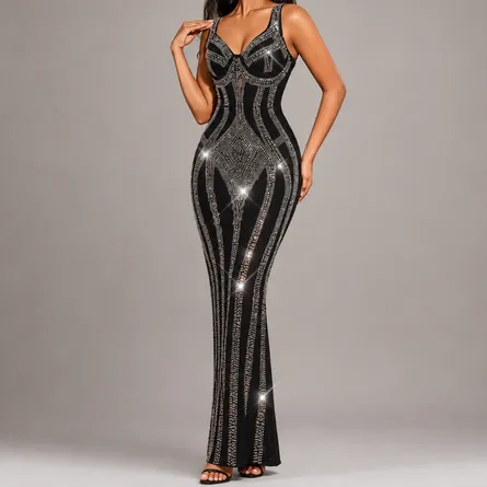 Black-rhinestone-bodycon-mermaid-maxi-evening-gown-for-women