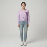 Lavender-heart-knit-button-front-cardigan-sweater-for-women-with-full-sleeves