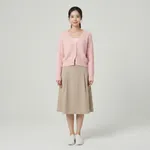 Pink-cable-knit-v-neck-button-front-cardigan-sweater-for-women-with-full-sleeves
