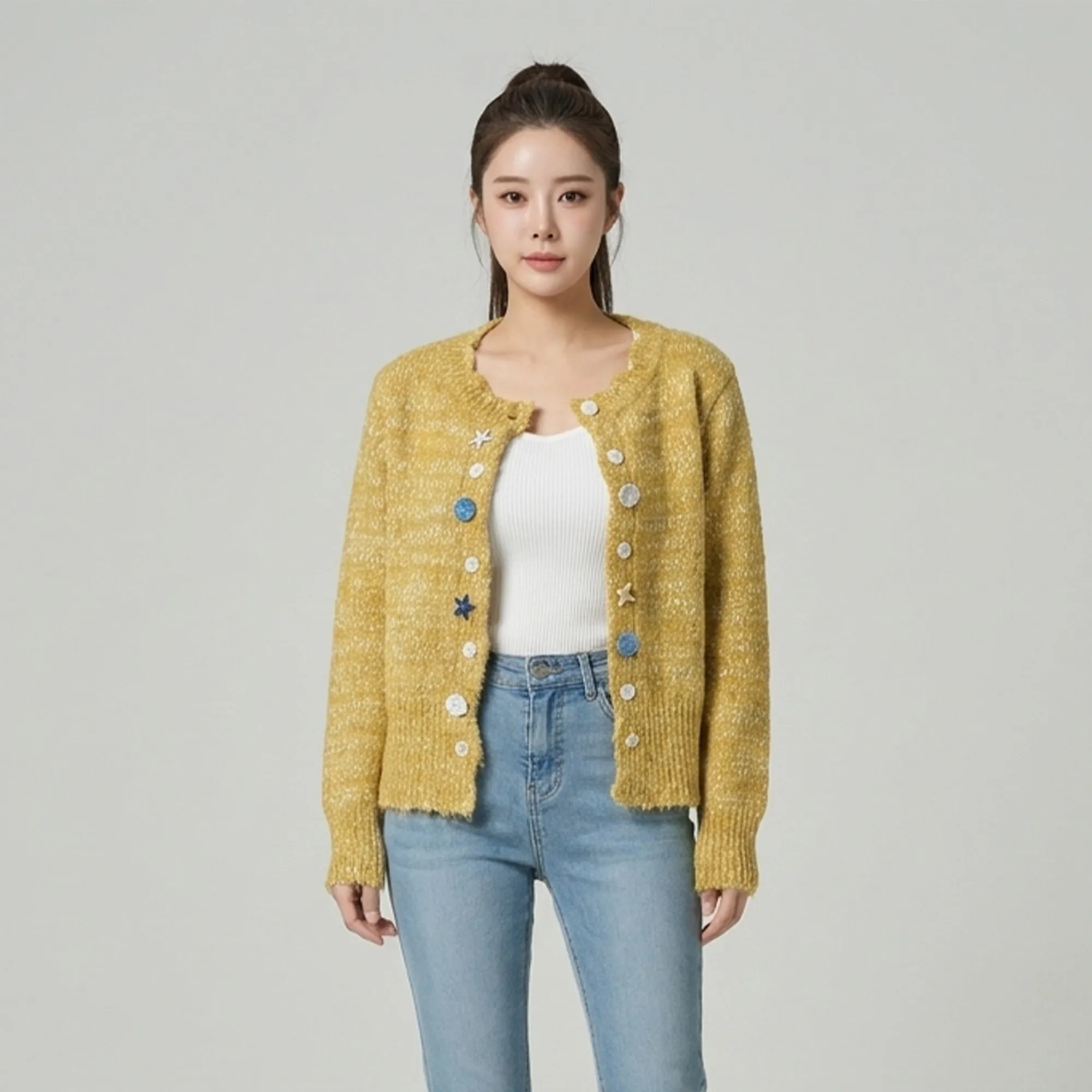 mustard-yellow-textured-knit-button-front-cardigan-sweater-for-women-with-full-sleeves