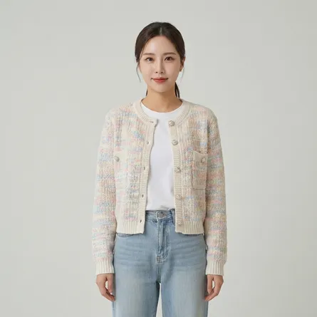 cream-pastel-tweed-knit-button-front-cardigan-sweater-for-women-with-front-pockets