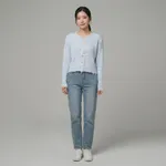 Sky-blue-ribbed-knit-pearl-button-cardigan-sweater-for-women-with-lace-trim-and-full-sleeves