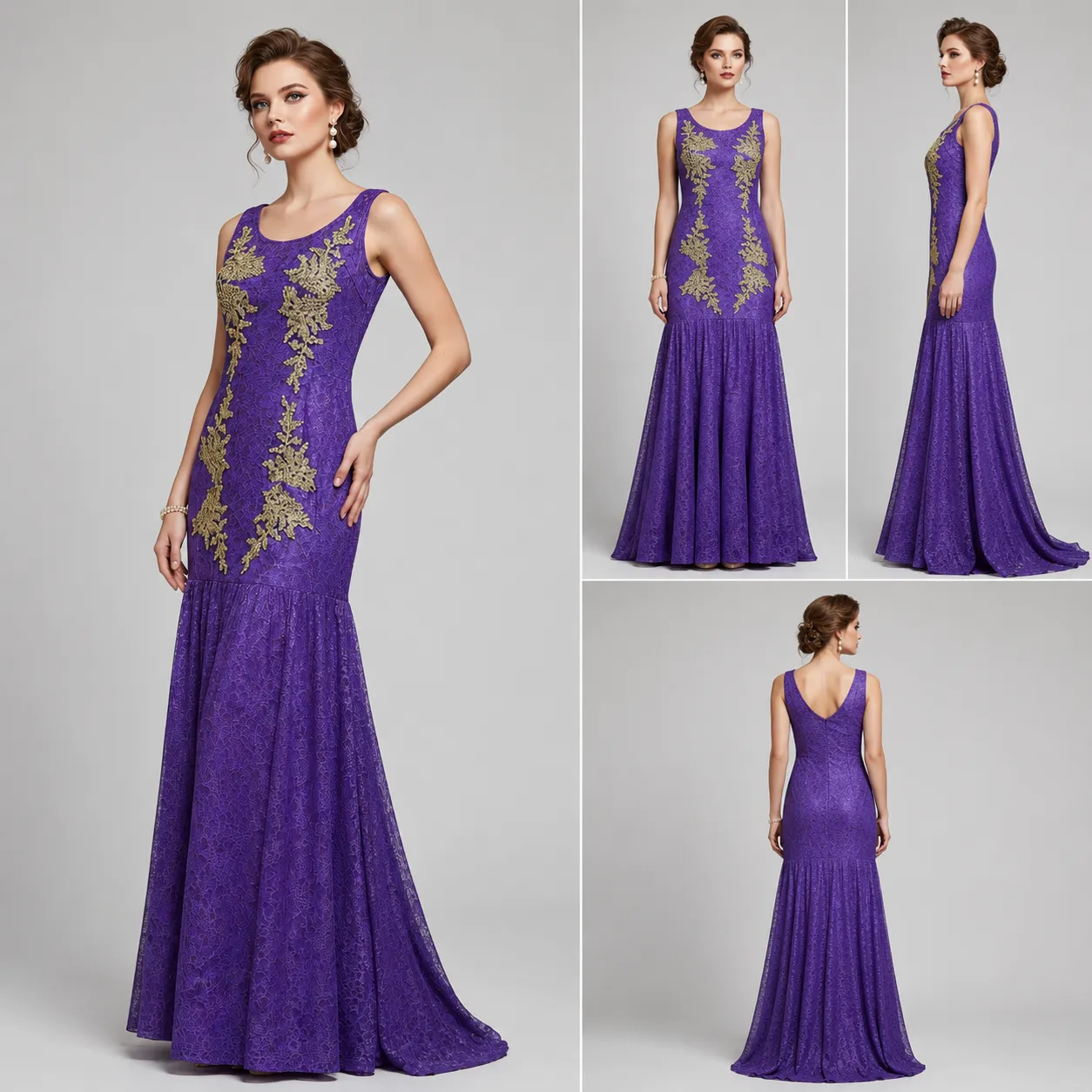 Purple-embroidered-lace-mermaid-maxi-gown-for-women-sleeveless-evening-party-dress