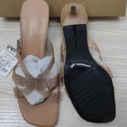 Women's Rhinestone Cross Strap Kitten Heel Sandals - Image 4