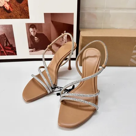 Women's Rhinestone Strappy Block Heel Sandals - Image 3