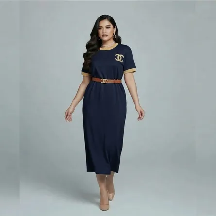 Trim T-Shirt Midi Dress for Women - Image 6