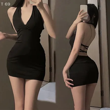 Chic Halter Neck Backless Bodycon Mini Dress - Image 4