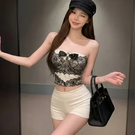Headline: Elegant Lace Corset Top with Bow Detail - Image 4