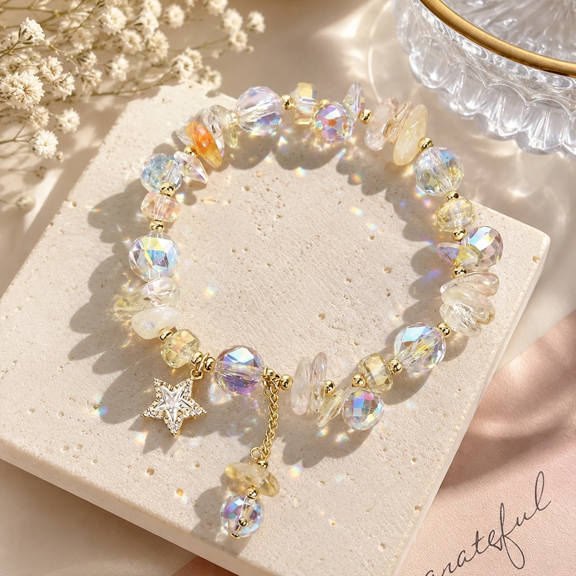 Iridescent-crystal-beaded-charm-bracelet-for-women