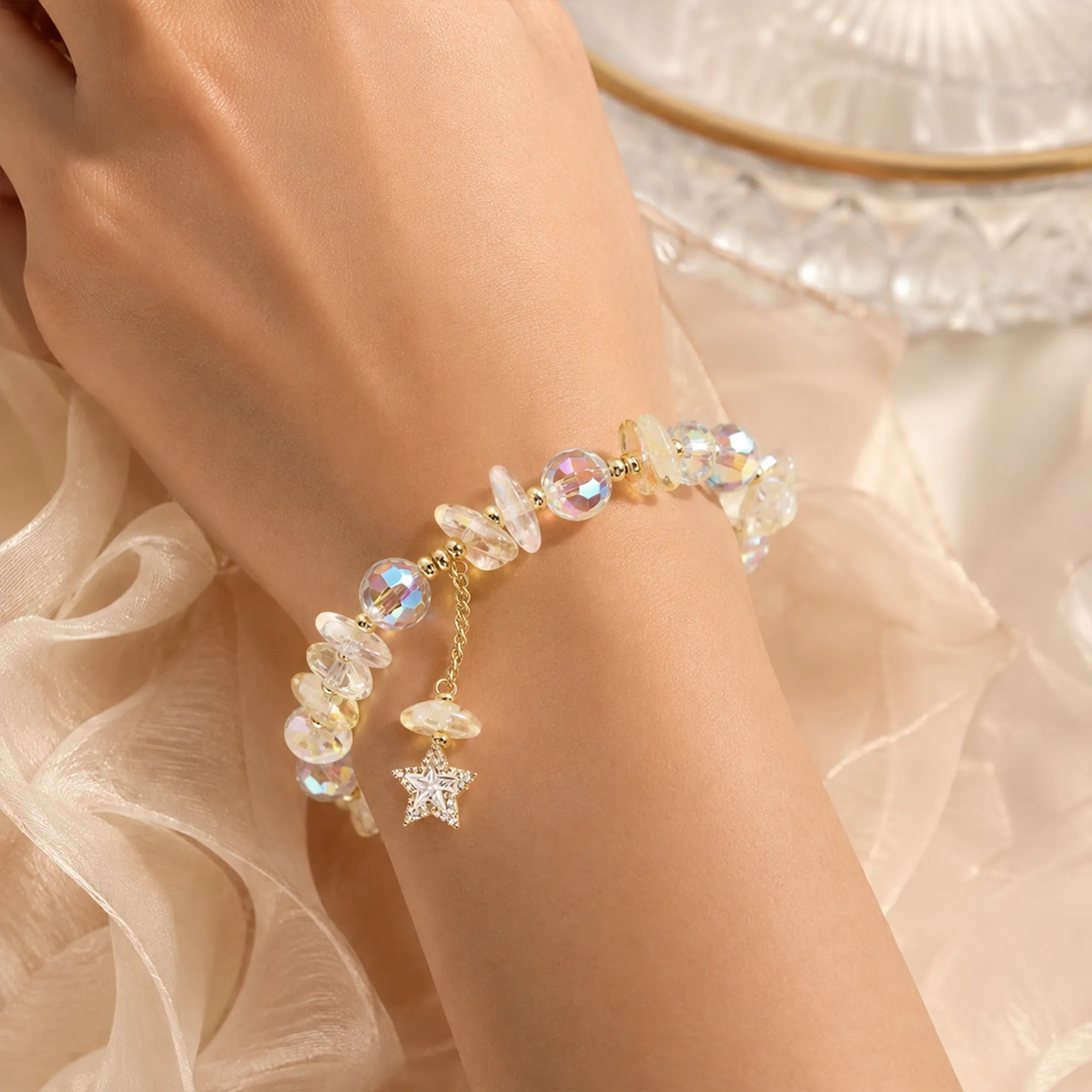 Iridescent-crystal-beaded-charm-bracelet-for-women
