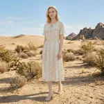 Beige-floral-printed-midi-dress-with-ruffle-detail-and-flutter-sleeves