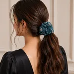 Teal-textured-scrunchie-with-pearl-and-crystal-embellishments-hair-accessory