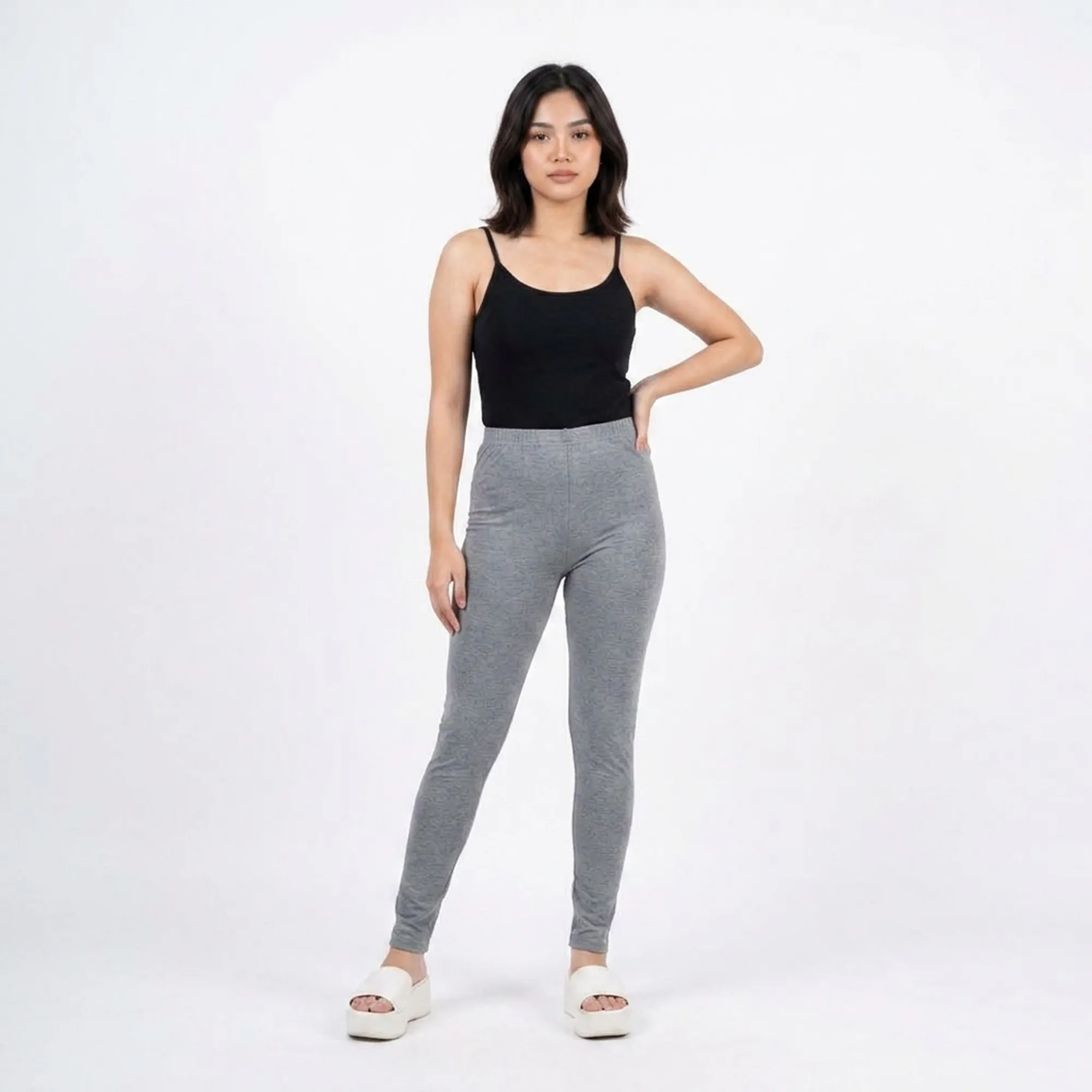 Grey-high-waist-ankle-length-stretch-leggings-for-women