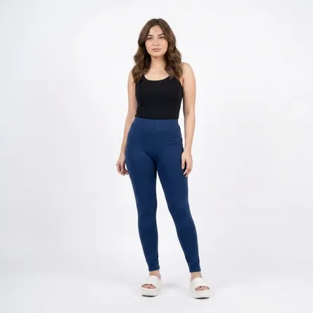 Blue-high-waist-ankle-length-stretch-leggings-for-women