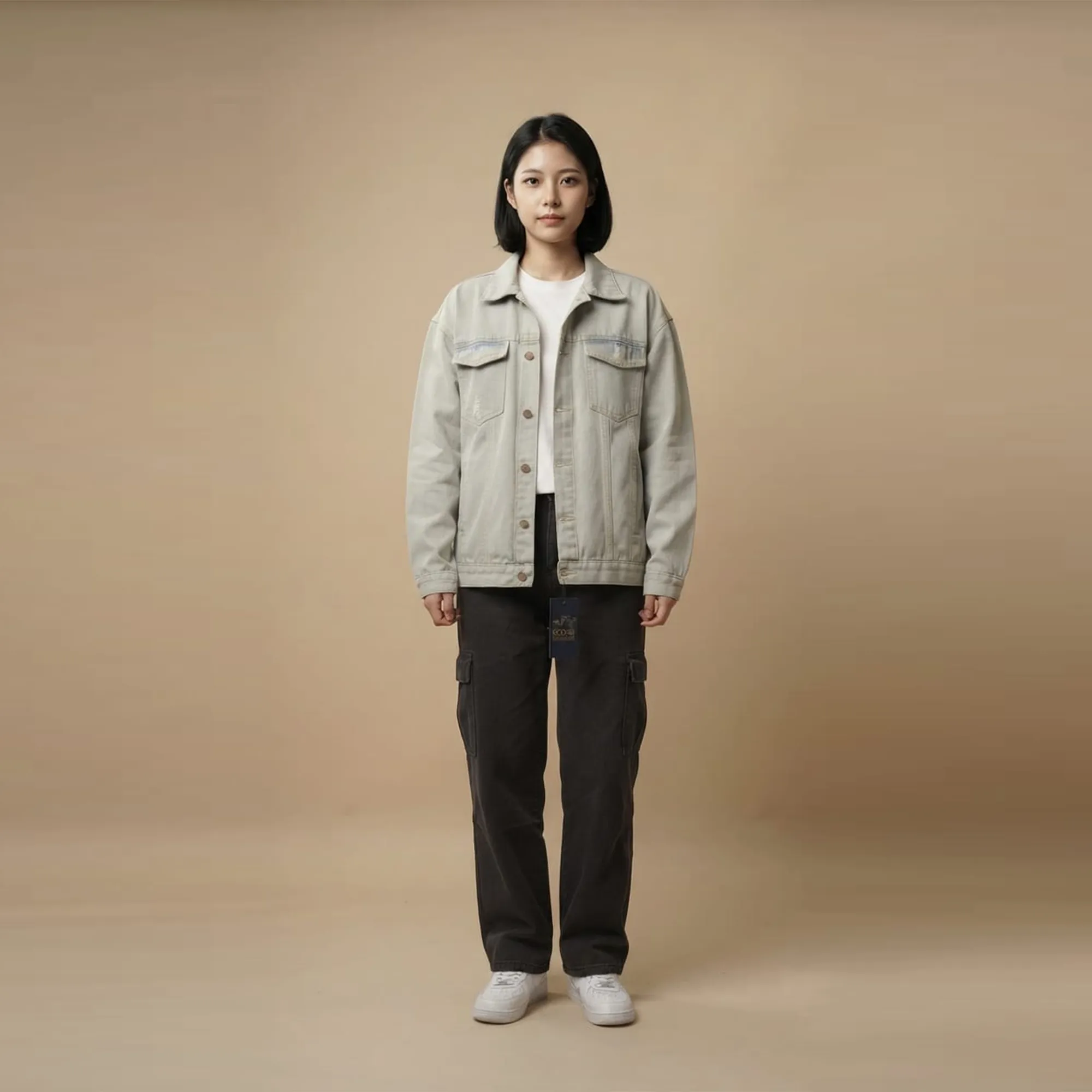 Oversized-button-front-denim-jacket-for-women-with-flap-chest-pockets