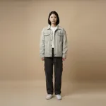 Oversized-button-front-denim-jacket-for-women-with-flap-chest-pockets