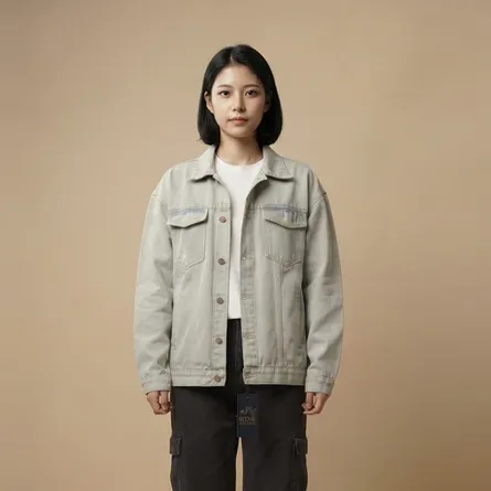 Oversized-button-front-denim-jacket-for-women-with-flap-chest-pockets