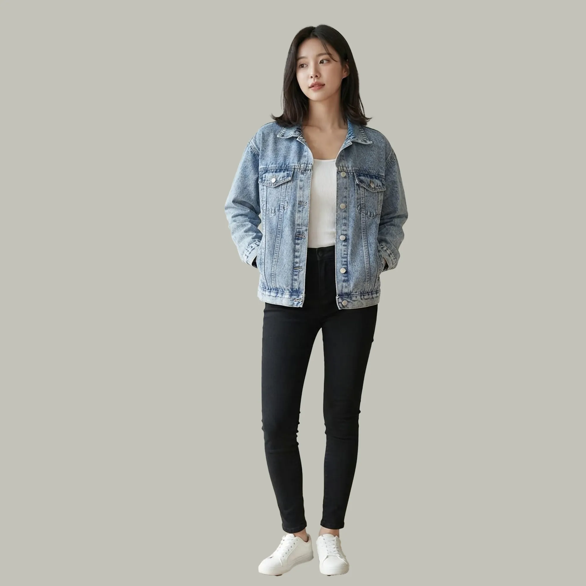 Light-wash-oversized-graphic-denim-jacket-for-women-with-button-front-and-back-print