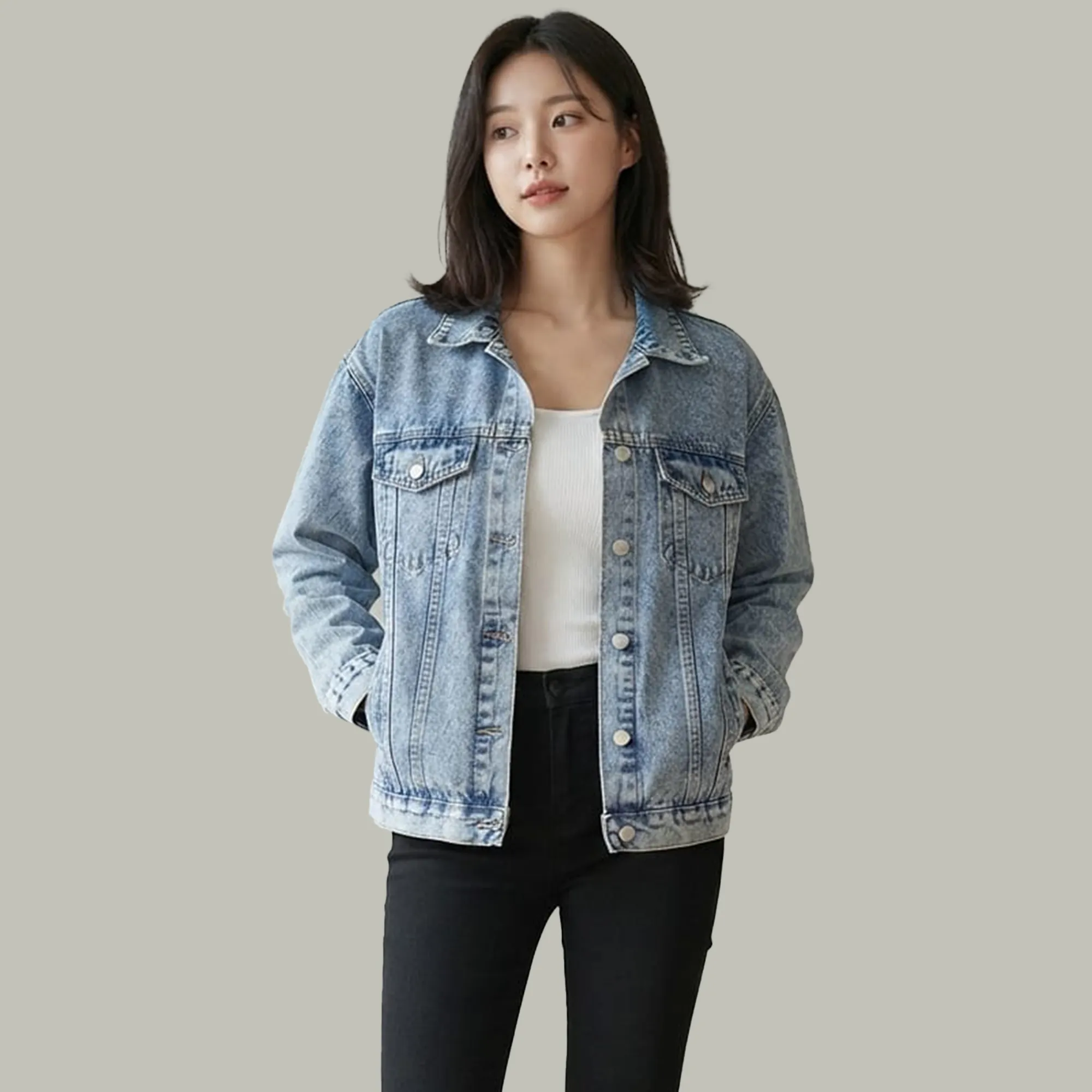 Light-wash-oversized-graphic-denim-jacket-for-women-with-button-front-and-back-print
