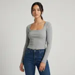 Grey-ribbed-square-neck-full-sleeve-crop-top-for-women