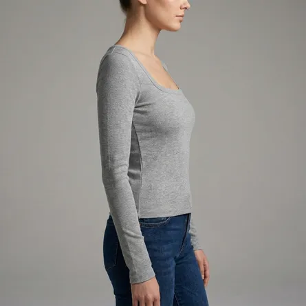 Grey-ribbed-square-neck-full-sleeve-crop-top-for-women