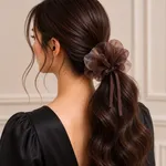 Brown-organza-scrunchie-with-ribbon-tie-hair-accessory-for-women