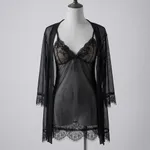 Black-lace-babydoll-lingerie-set-with-sheer-long-sleeve-robe-and-floral-lace-trim