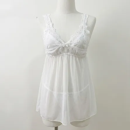 White-lace-babydoll-lingerie-with-sheer-skirt-and-adjustable-straps