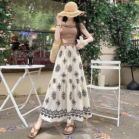 Off-white-floral-printed-maxi-skirt-for-women