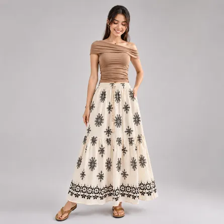 Off-white-floral-printed-maxi-skirt-for-women
