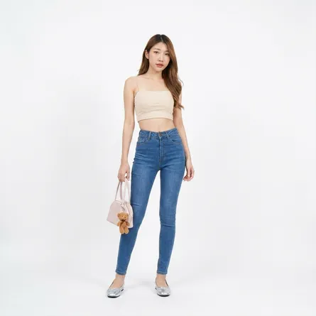 Blue-high-waist-skinny-jeans-for-women