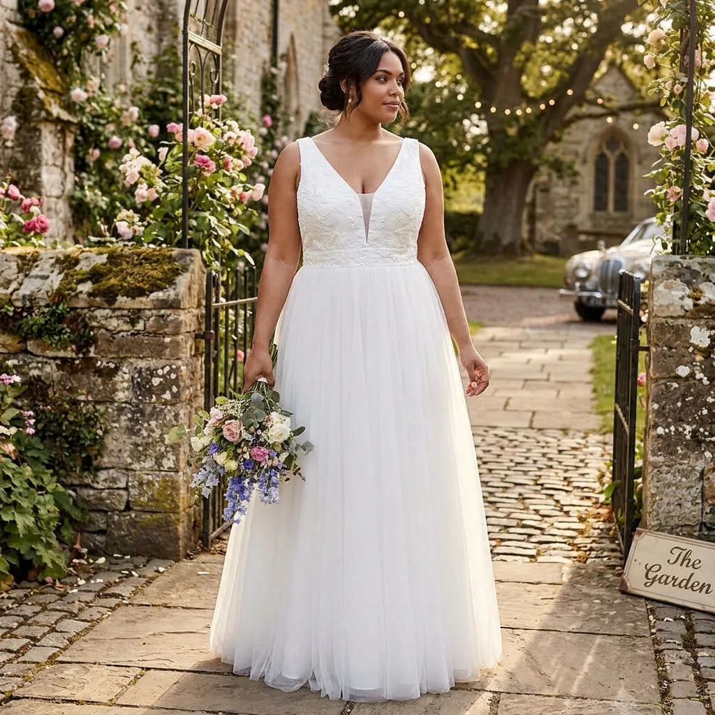 White-v-neck-sleeveless-wedding-maxi-dress-with-textured-bodice-and-pleated-skirt