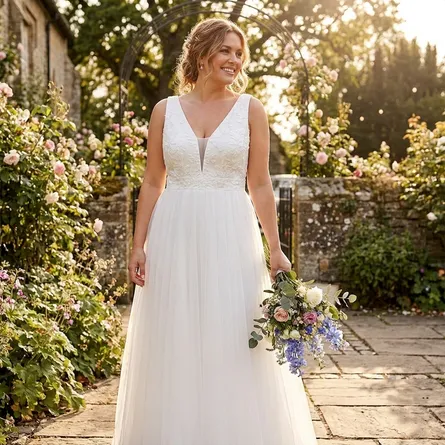 White-v-neck-sleeveless-wedding-maxi-dress-with-textured-bodice-and-pleated-skirt