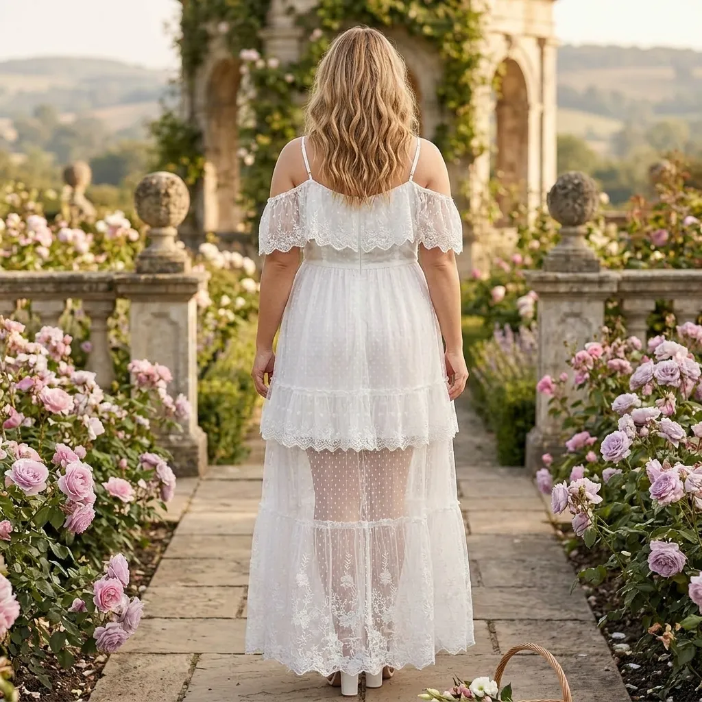 White-off-shoulder-lace-maxi-dress-with-spaghetti-straps-tiered-skirt-and-floral-embroidery
