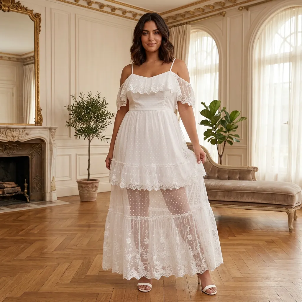 White-off-shoulder-lace-maxi-dress-with-spaghetti-straps-tiered-skirt-and-floral-embroidery