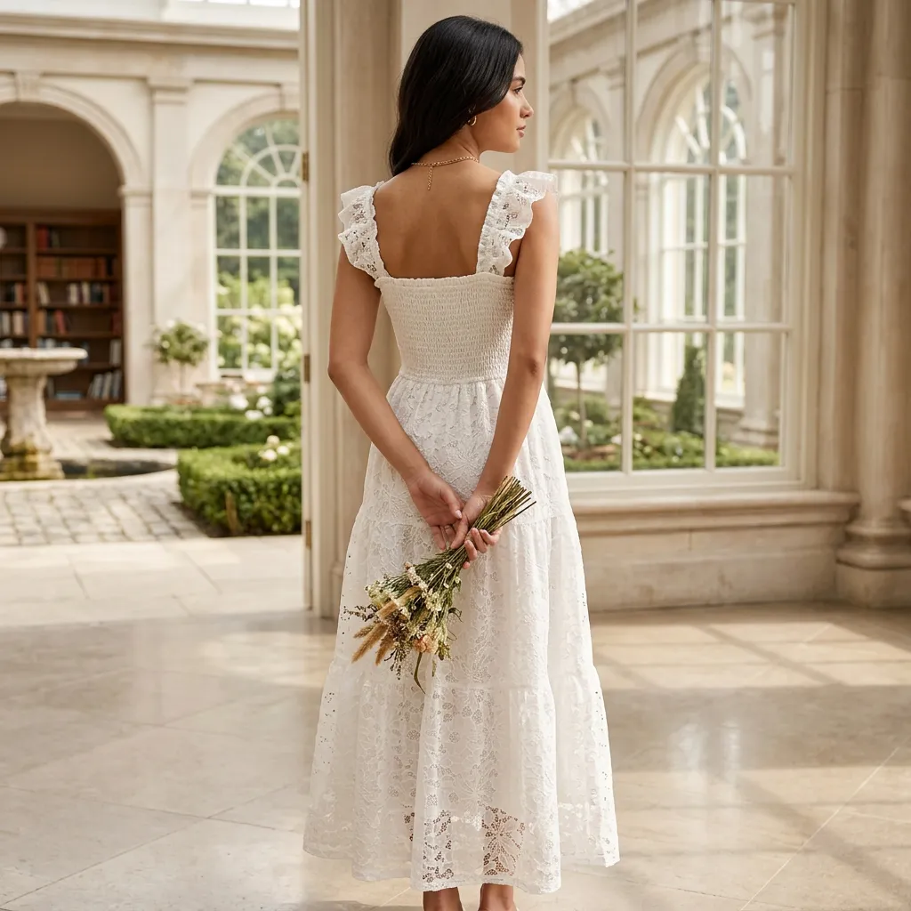 White-lace-maxi-dress-with-ruffle-straps-smocked-waist-and-floral-lace-skirt
