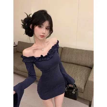 Elegant Off-Shoulder Ruffle Mini Dress - Image 3
