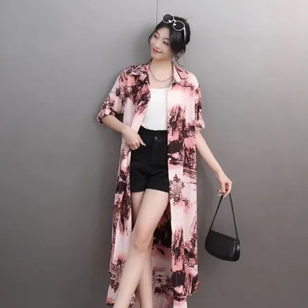 Women's Abstract Print Shirt Dress - Image 6
