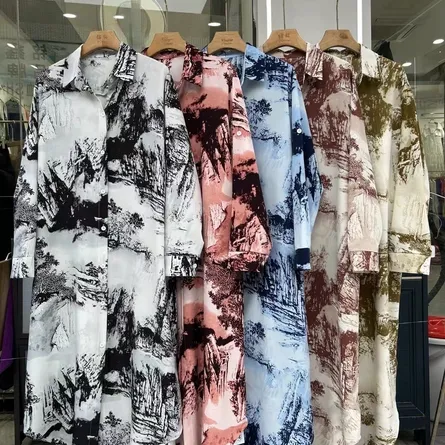 Women's Abstract Print Shirt Dress - Image 8