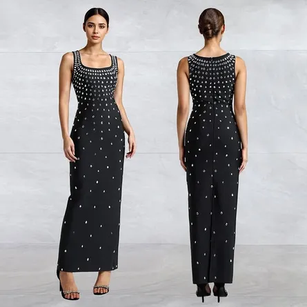 Premium Sleeveless Teardrop-Embellished Maxi Dress - Image 4
