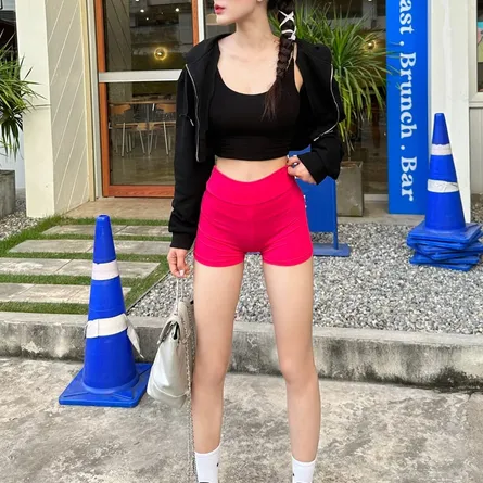 Women's High-Waisted Ribbed Mini Shorts / Active Booty Shorts