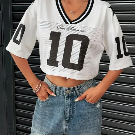 San Francisco Number 10 Mesh Crop Top - Image 4
