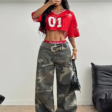 Bold Red Number 01 Sporty Crop Top