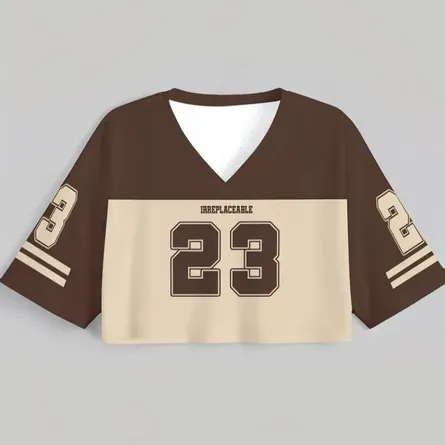 Vintage V-Neck Number "23" Sports Jersey Top - Image 5