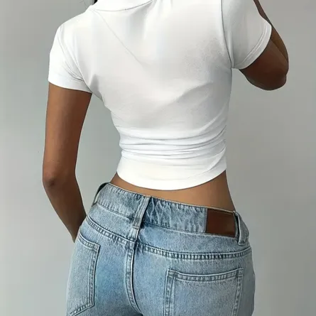 Y2K Varsity Graphic V-Neck Crop Tee - "Treasure 23" - Image 5