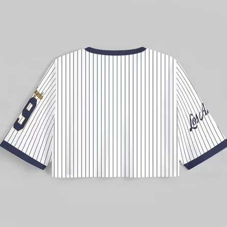 Los Angeles 79 Pinstripe V-Neck Crop Baseball Jersey - Image 6